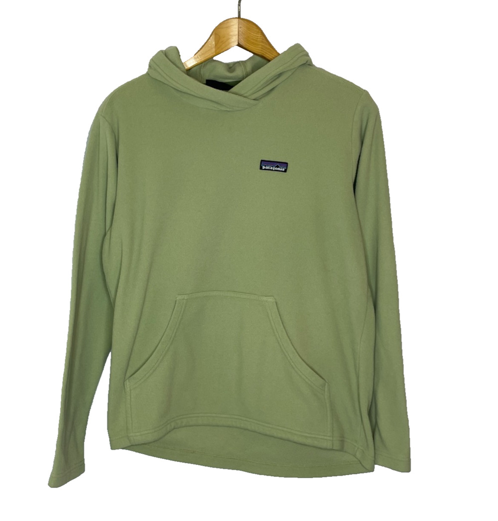 Women's Medium Patagonia Green Fleece Hoodie Polyester Pullover